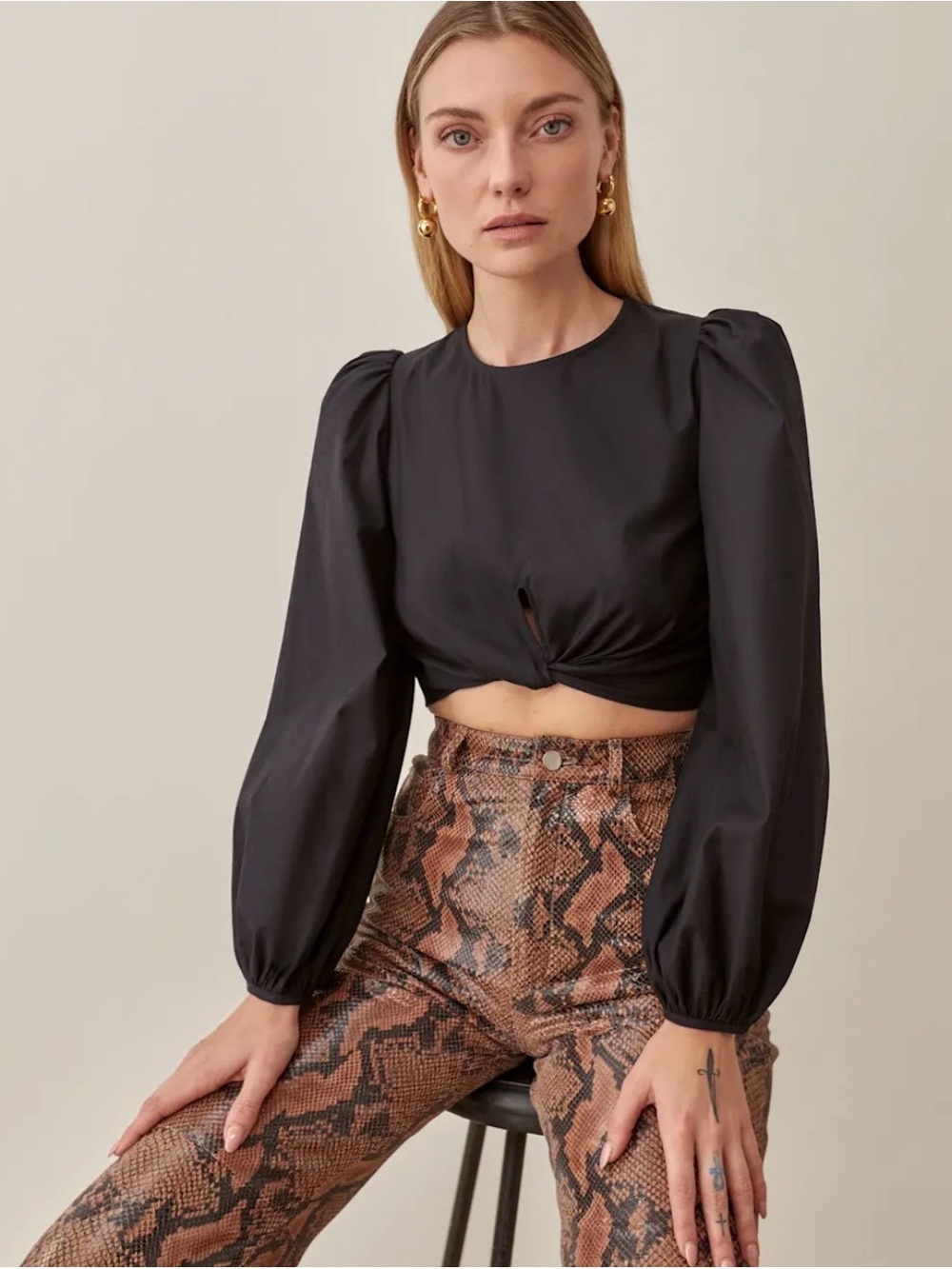 Reformation Derek Top Black - Size 8